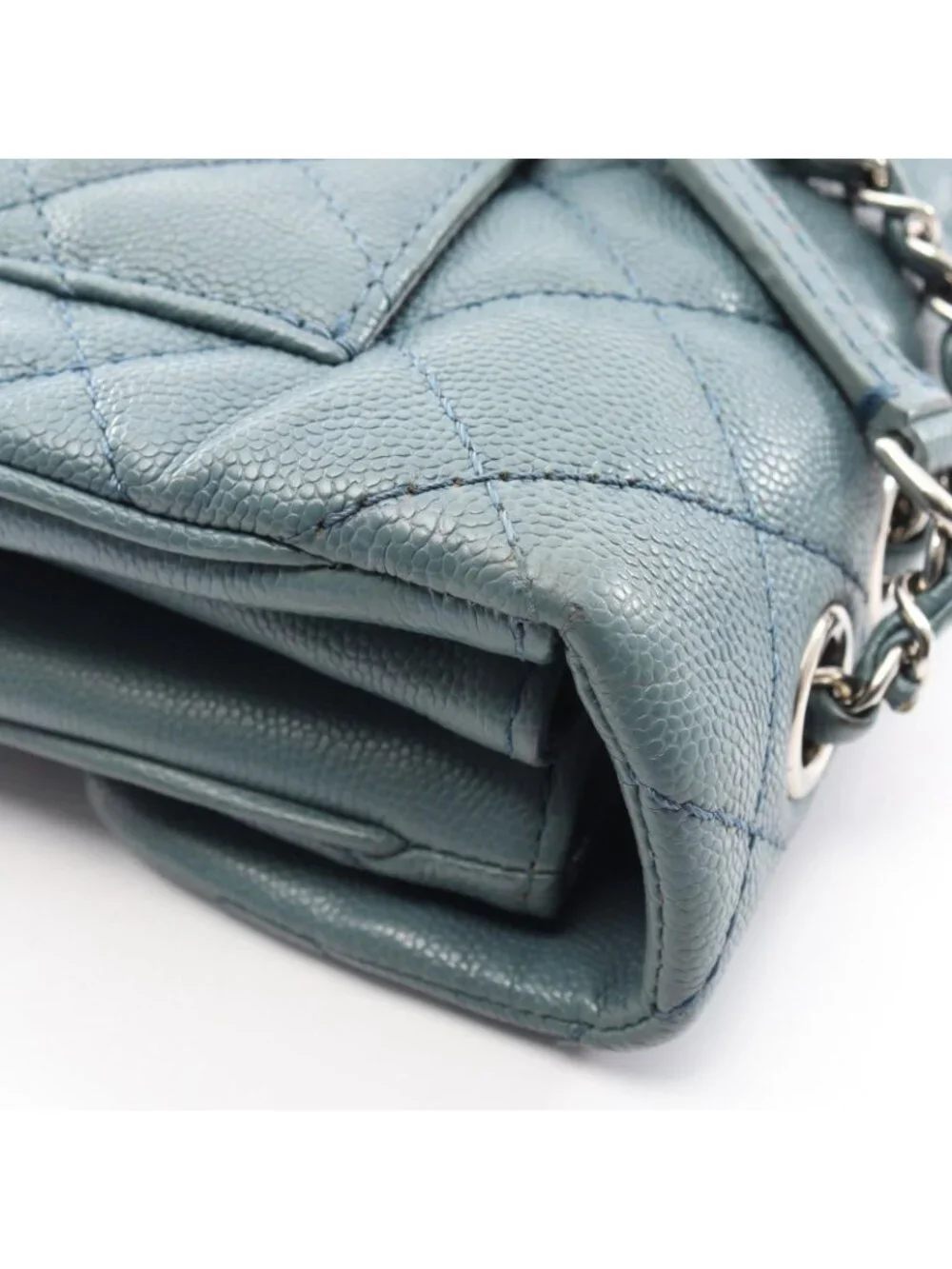 Chanel Shoulder Bag Quilted Smoki Blue Caviar Leather Chain